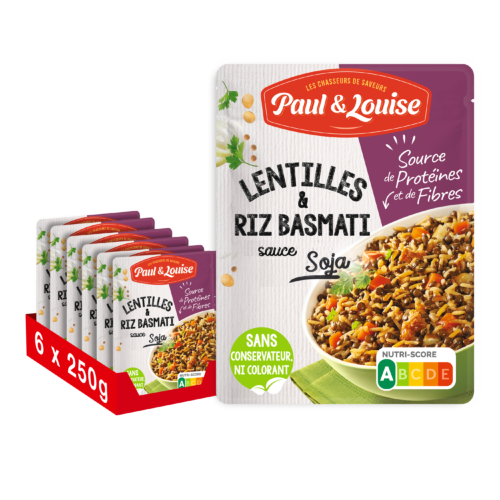 Lentilles & riz basmati sauce soja (250g) - Lot de 6 unités