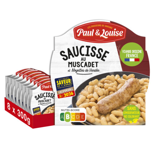 Saucisse au Muscadet et Mogettes de Vendée (300g) - Lot de 8