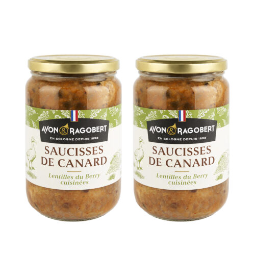 Saucisses de canard aux lentilles du Berry (700g) - Lot de 2